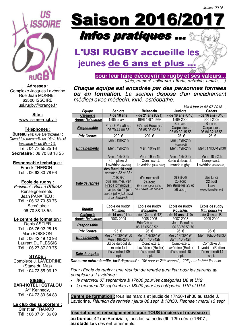 Tract Présentation USI RUG saison 2016-17 2-07-2016